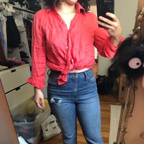 Victoria Secret Linen Boyfriend Shirt - Picture 3 of 5